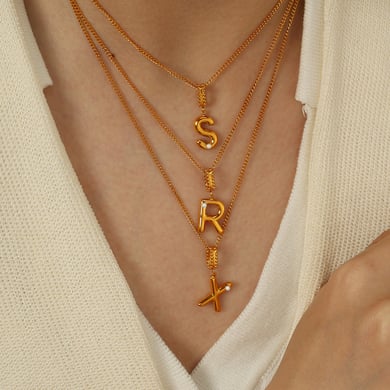1 Piece Simple Series Casual Letter Stainless Steel 18K Gold Plated Glass Women Pendant Necklaces h5 Picture6