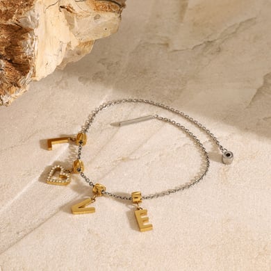 1 pezzo semplice serie semplice lettera acciaio inossidabile placcato oro 18K strass donne ciondolo collane h5 Immagine4
