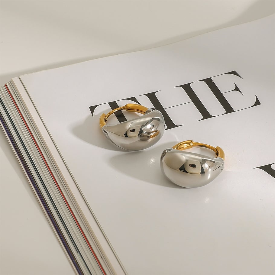 1 Paar romantische Serie lässig ringförmige Edelstahl 18 Karat vergoldet Frauen Creolen Bild4