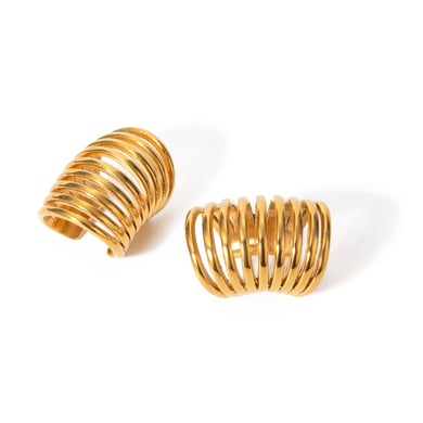 1 Paar Simple Series Einfache geometrische Edelstahl 18 Karat vergoldet Damen Clip-on Ohrringe h5 Bild6