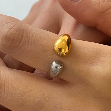 Anillos individuales para mujer de acero inoxidable dorado de colores mixtos, serie simple, estilo Ins, 1 pieza h5 Imagen8