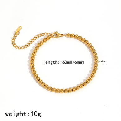 1 stück simple series  style runde edelstahl 18 karat vergoldete damen-perlenarmbänder h5 Bild3