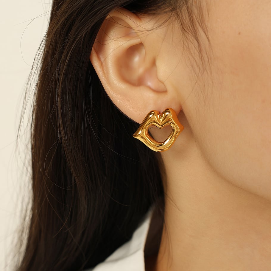 1 pair simple series simple geometric stainless steel gold plated women stud earrings h5Picture7