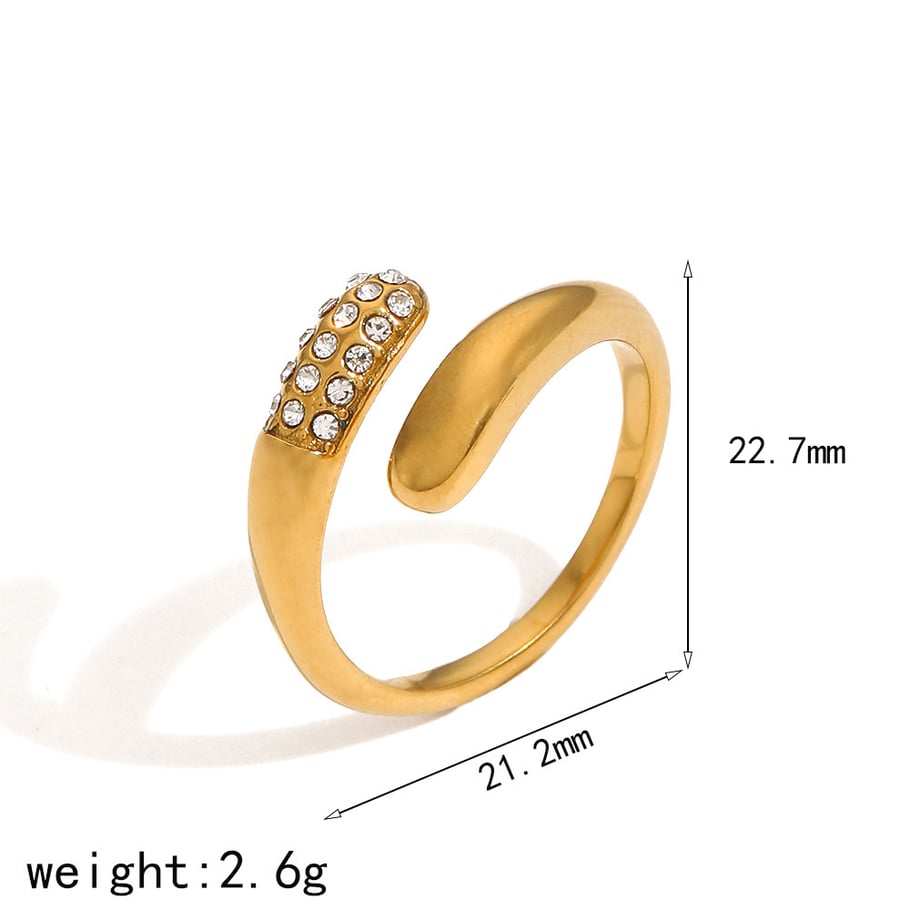 1 Paar Simple Series Einfache geometrische Edelstahl 18 Karat vergoldete verstellbare Damenringe Bild5