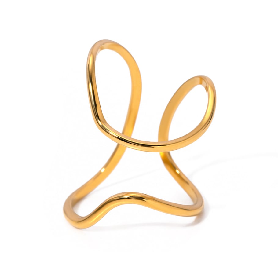 1 paar Simple Series Simple line roestvrij staal 18K verguld dames verstelbare ringen Afbeelding11