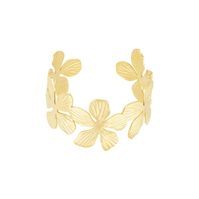 1 Piece Sophisticated Series Intricate Flower Stainless Steel Gold Color Women's Bangles h5 Picture5