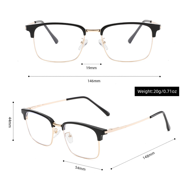 1 Pair Casual Semi Framed Square Shaped Blue - light Blocking Glasses Picture12