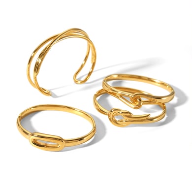 1 Piece ins style Round 18K Gold Plated Bangles h5 Picture6