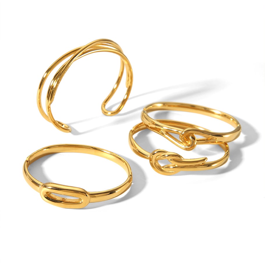 1 Piece ins style Round 18K Gold Plated Bangles Picture6