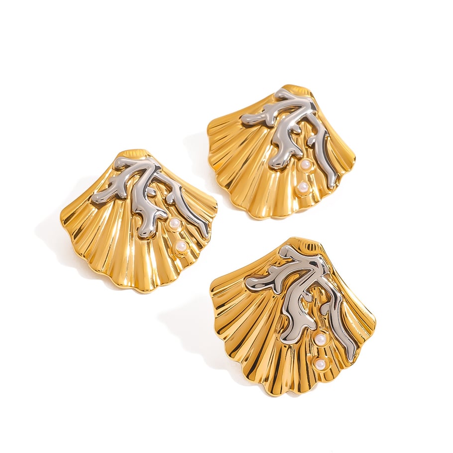 1 Piece Romantic Series Vacation Seashell Stainless Steel Gold Color Women's Adjustable Rings Picture6