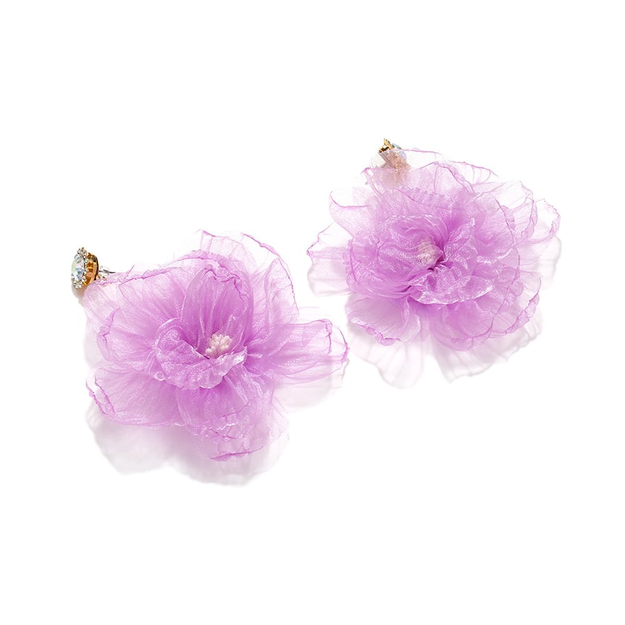 1 Pair Romantic Mesh Flower Earrings Picture5