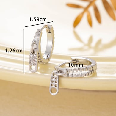 1 Paar einfache Serie einfache geometrische Kupfer ohne Beschichtung Material Zirkon Damen Creolen h5 Bild3