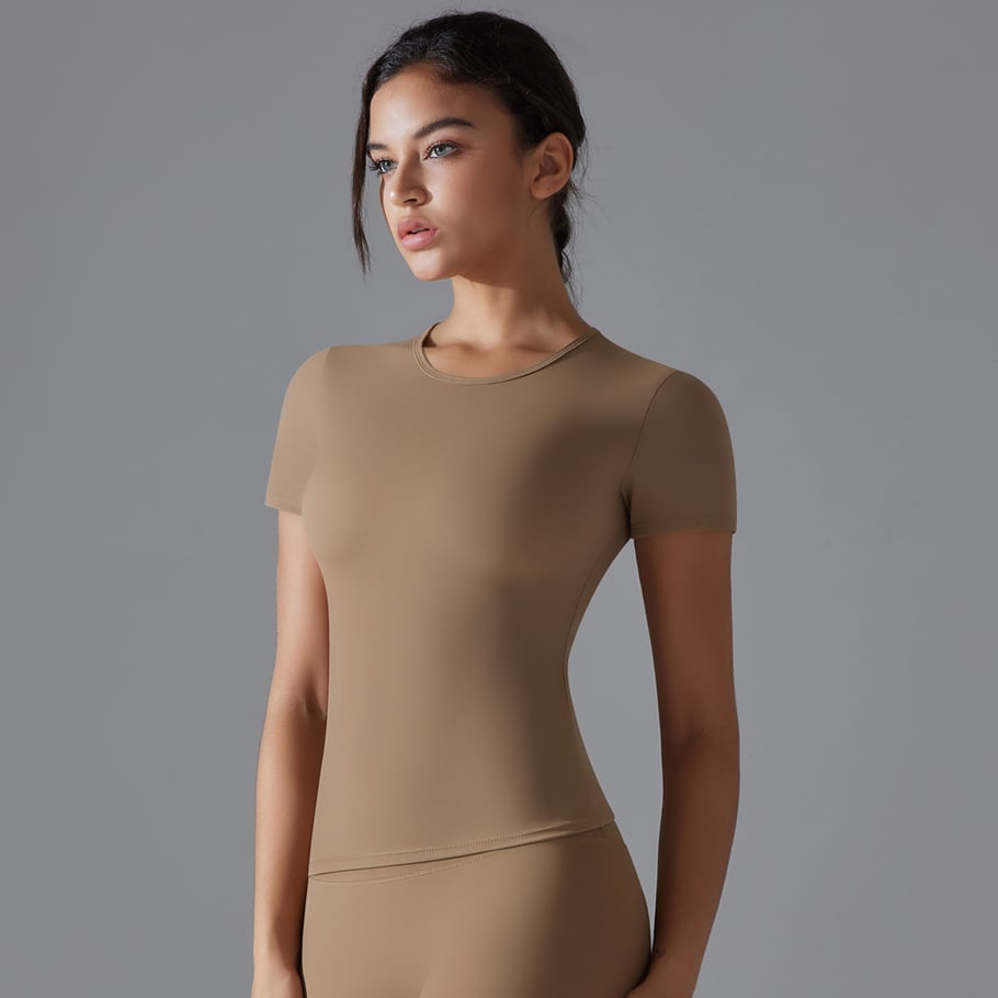 1 Piece High Elastic Skin Tight Breathable Yoga Short Sleeved Women's Sports T Shirt Picture7