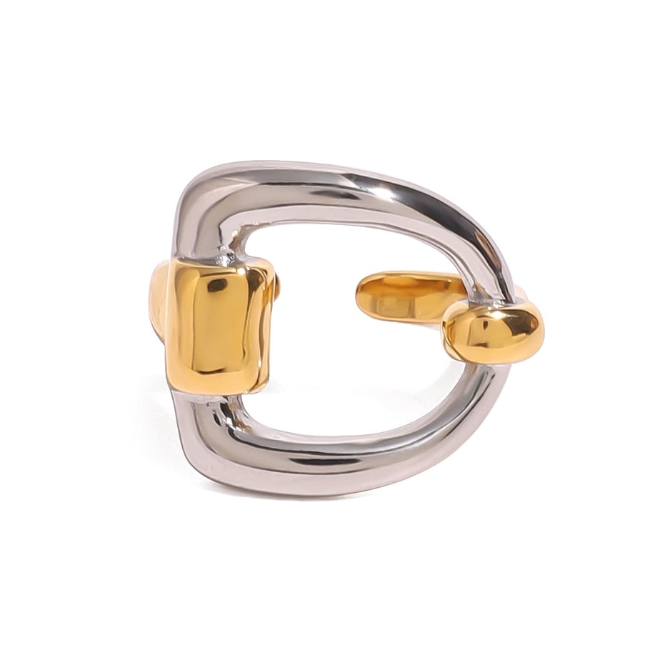 1 Paar Simple Series Casual Letter Edelstahl 18 Karat vergoldet Damen verstellbare Ringe Bild5
