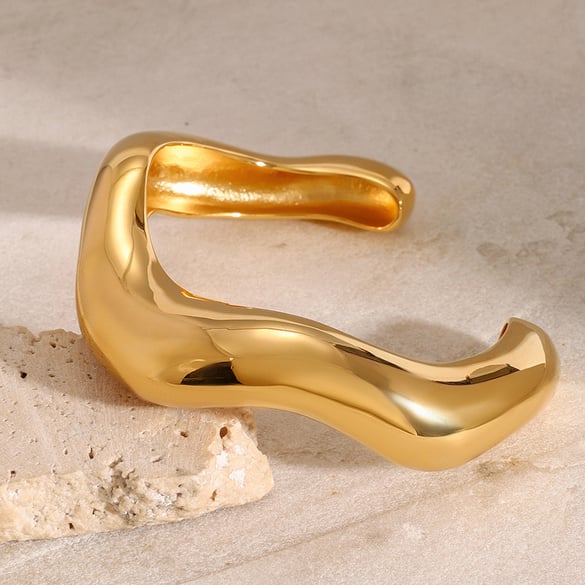 1 Stück Simple Series Simple Line Edelstahl 18 Karat vergoldete Damen Armreifen