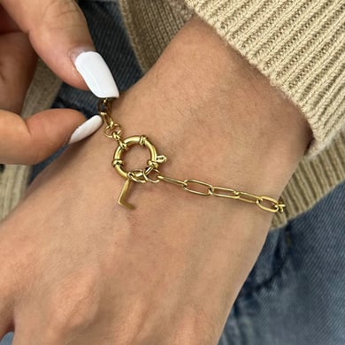 1 Piece Simple Series Simple Letter Stainless Steel 18K Gold Plated Women Charm Bracelets h5 Picture4