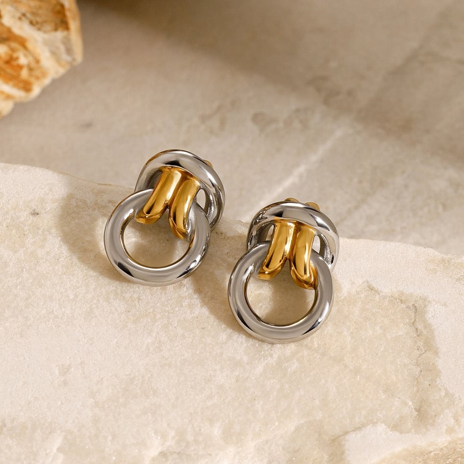 1 Pair Simple Series ins style Geometric Stainless Steel 18K Gold Plated Women Stud Earrings Picture5