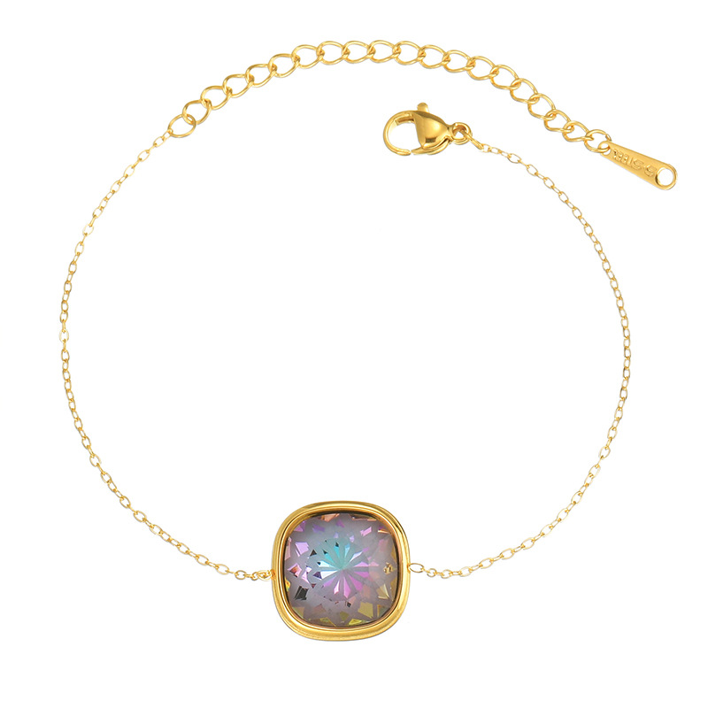 1 Stück Simple Series Tägliche geometrische Edelstahl-Charm-Armbänder für Damen Bild2
