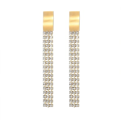 1 paire de boucles d&#39;oreilles à tige rétro en acier inoxydable plaqué or 18 carats avec pampilles et zircons pour femme h5 Image4