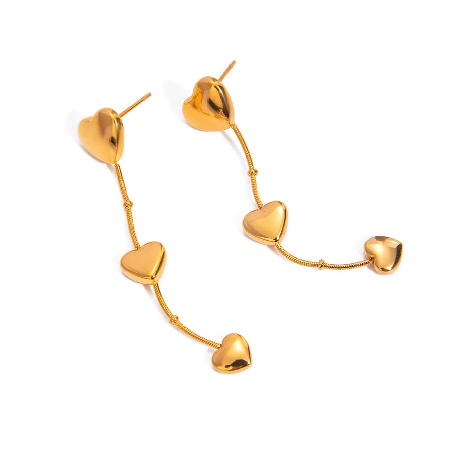 1 Paar Simple Series Simple Heart Edelstahl Goldfarben Damen Ohrringe Set Bild5