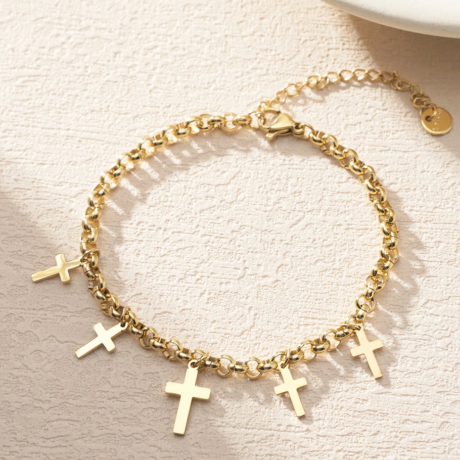 1 Piece Classic Series Daily Cross Titanium Steel   Gold Color  Women's Chain Bracelets Picture4