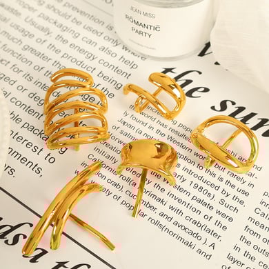 1 Piece Simple Series Simple Geometric Titanium Steel   Gold Color  Women's Hair Clips h5 Picture4
