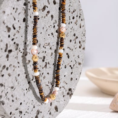 1 Stück Klassische Serie Elegante Perlen Edelstahl 18 Karat vergoldet Naturstein Damen Perlenketten h5 Bild4