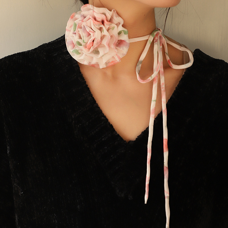 1 Piece Gorgeous Series Designable Flower Shape Organza Lightweight Women's Chokers Picture5