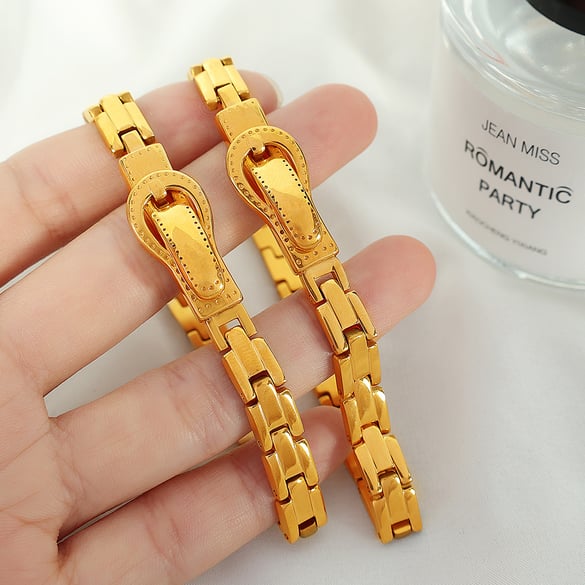 1 Piece Simple Series Classic Geometric Stainless Steel 18K Gold Plated Women Bangles 2