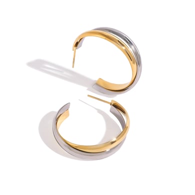 1 Paar Simple Series Simple Line Edelstahl 18 Karat vergoldete Creolen für Damen h5 Bild5
