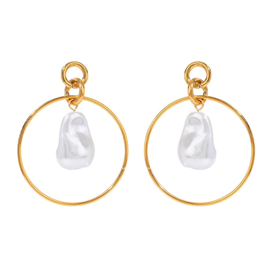 1 Pair Simple Series Elegant Geometric Stainless Steel 18K Gold Plated Artificial Pearl Women Drop Earrings Picture6