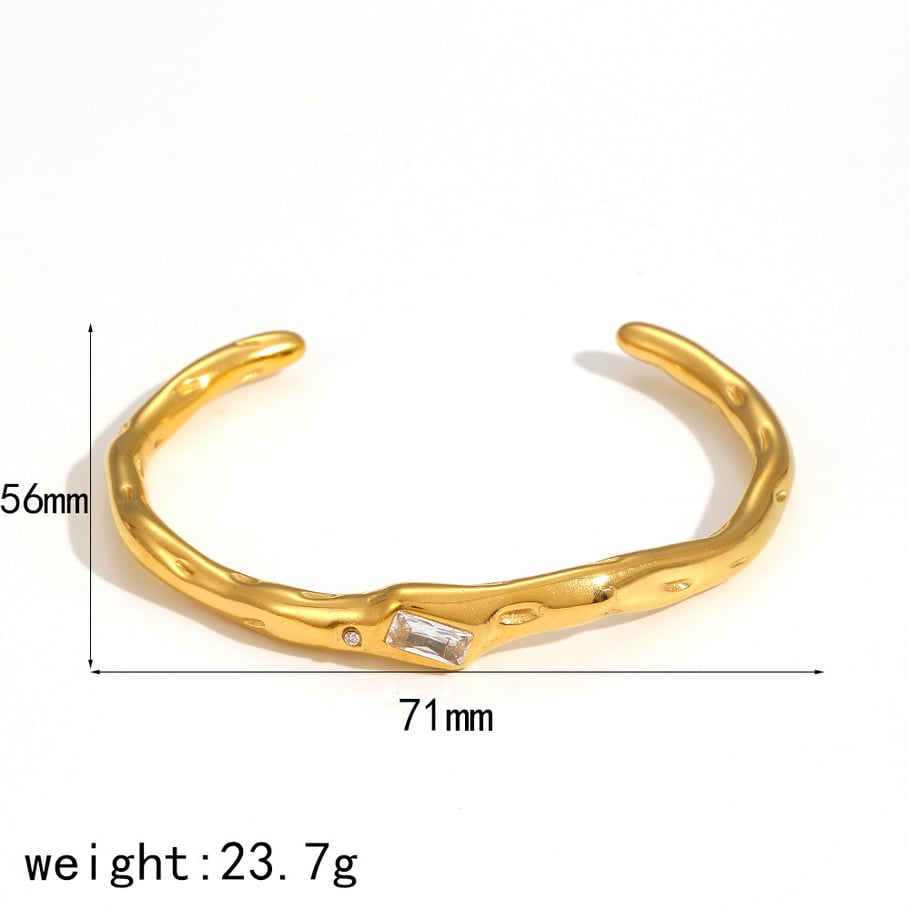 1 Stück Simple Series Leichter Luxus-Stil Ring Edelstahl 18 Karat vergoldet Damen Armreifen Bild5