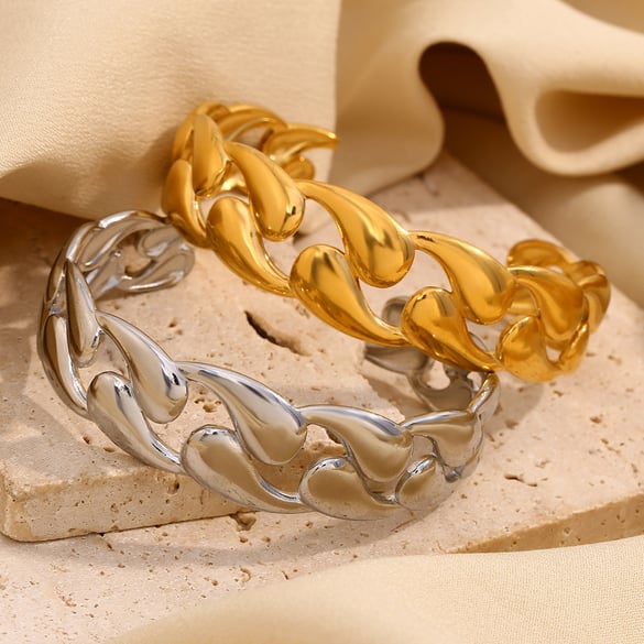 1 pieza de pulseras de mujer de acero inoxidable dorado con un toque simple y lujoso