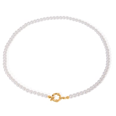 1 Stück Klassische Serie Elegante Perlen Edelstahl 18K vergoldet Frauen Perlen Halsketten h5 Bild6