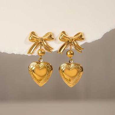 1 Pair Classic Series Elegant Sweet Bowknot Stainless Steel Gold Color Women's DIY Drop Earrings h5 Picture5