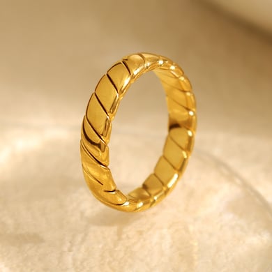 1 Paar Classic Series Daily Twist Titanstahl 18 Karat vergoldete Damen-Einzelringe h5 Bild4