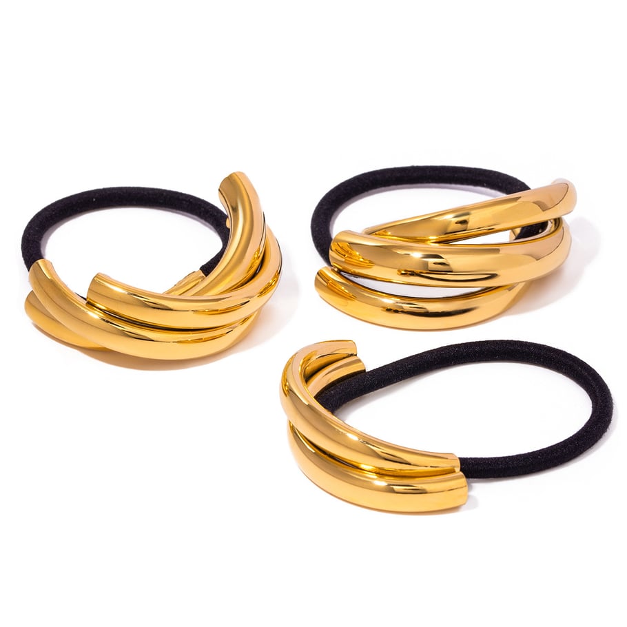 1 Paar Simple Series Einfache einfarbige Edelstahl-Haarbänder mit 18 Karat Goldbeschichtung für Damen Bild5