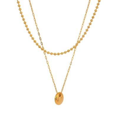 1 Stück Simple Series Einfache geometrische Edelstahl 18 Karat vergoldet Damen mehrlagige Halsketten h5 Bild5