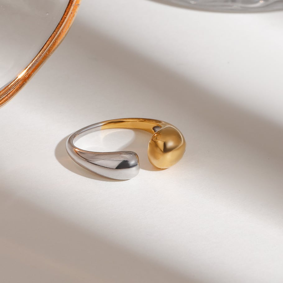 Anillos individuales para mujer de acero inoxidable dorado de colores mixtos, serie simple, estilo Ins, 1 pieza Imagen3