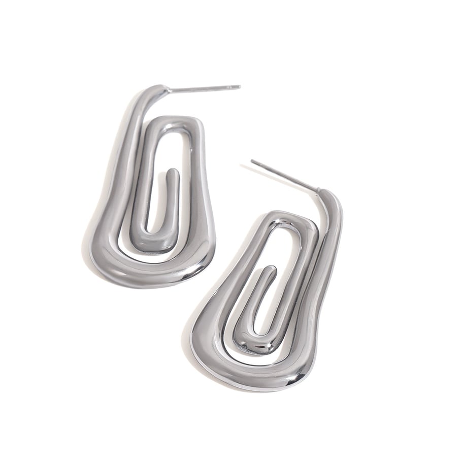 1 Pair Minimalist Series Retro Chic Spiral Shape Stainless Steel Gold Color Women's Stud Earrings Picture9