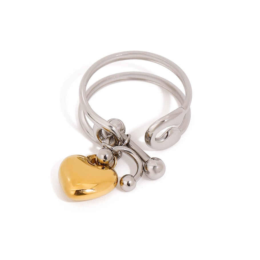 1 Piece Romantic Series Heart Pendant Stainless Steel Gold and Silver Color Women's Single Rings Picture9