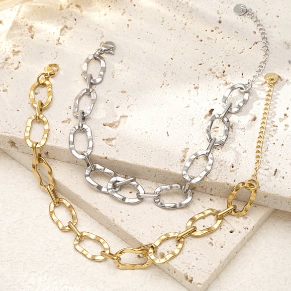 1 Piece Simple Series Elegant Geometric Titanium Steel   Gold Color  Women's Chain Bracelets