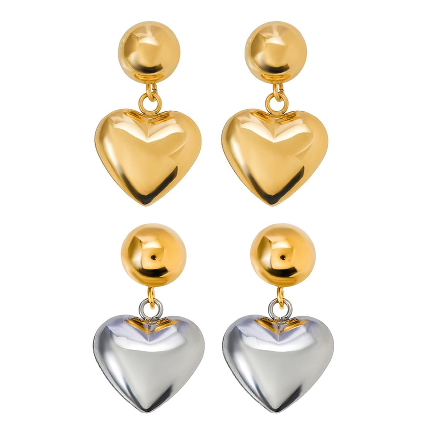 18k gold stainless steel front and back hemispherical love earrings ins unique design gold and silver color matching hemispherical love earrings Picture8