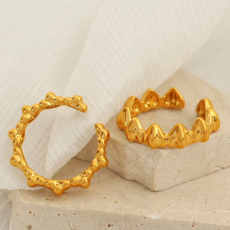 1 Paar Simple Series Simple Heart Kupfer 18 Karat vergoldete verstellbare Damenringe Bild4