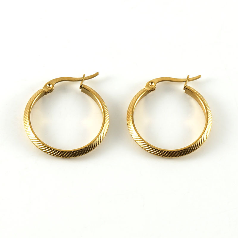 1 Pair Simple Series Simple Geometric Stainless Steel 18K Gold Plated Women Hoop Earrings Picture10