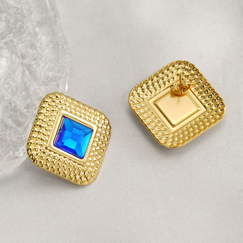 1 Pair Simple Series Simple Geometric Stainless Steel 18K Gold Plated Acrylic Women Stud Earrings Picture3