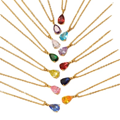 Collier pendentif géométrique en acier inoxydable plaqué or 18 carats avec incrustation de zircons pour femme, style simple, 12 mois h5 Image5