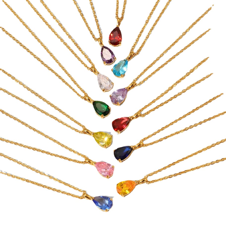 Collier pendentif géométrique en acier inoxydable plaqué or 18 carats avec incrustation de zircons pour femme, style simple, 12 mois Image5