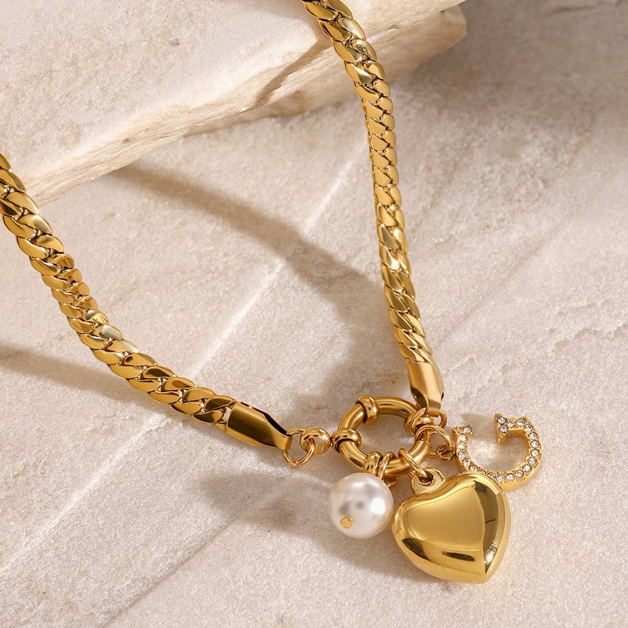 1 Piece Simple Series Daily Heart Stainless Steel 18K Gold Plated Women Charm Bracelets Picture3