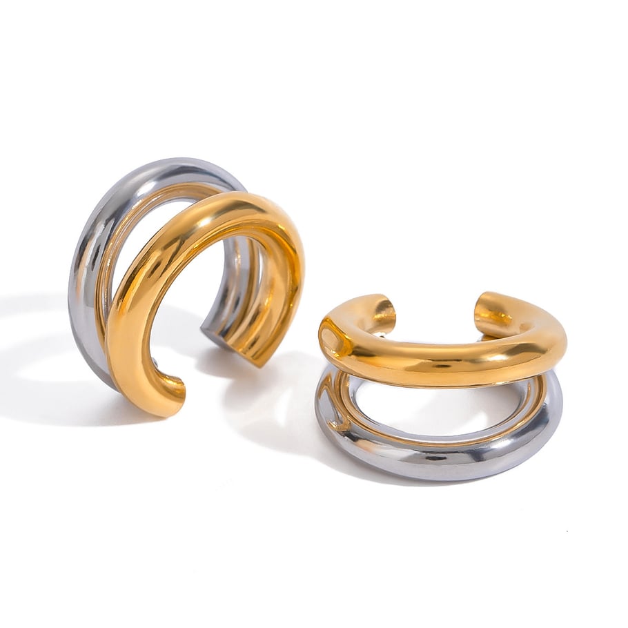 1 Paar Simple Series Casual Geometric Edelstahl 18 Karat vergoldet Damen Clip-on Ohrringe Bild5